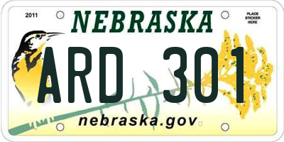 NE license plate ARD301