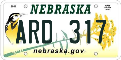 NE license plate ARD317