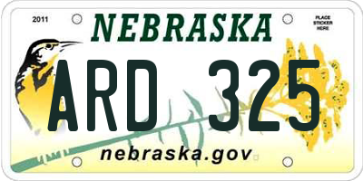 NE license plate ARD325