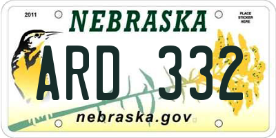 NE license plate ARD332