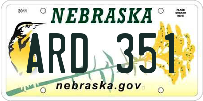 NE license plate ARD351