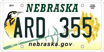 NE license plate ARD355