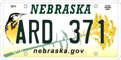 NE license plate ARD371