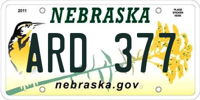 NE license plate ARD377