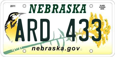 NE license plate ARD433