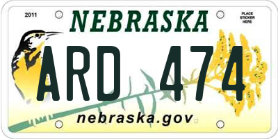 NE license plate ARD474