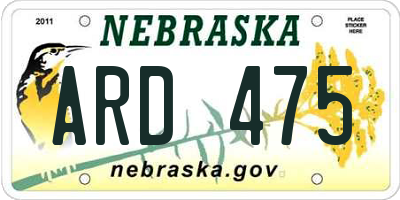 NE license plate ARD475