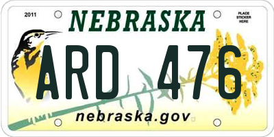 NE license plate ARD476