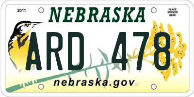 NE license plate ARD478