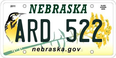 NE license plate ARD522