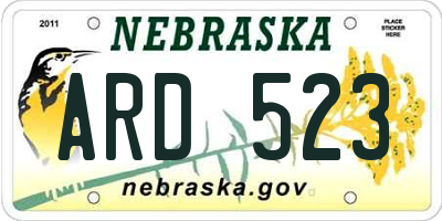 NE license plate ARD523