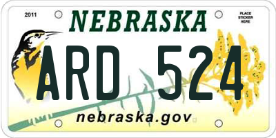 NE license plate ARD524