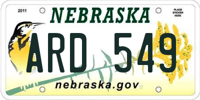 NE license plate ARD549