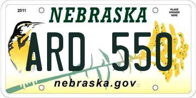 NE license plate ARD550