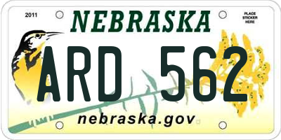 NE license plate ARD562