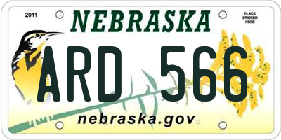 NE license plate ARD566