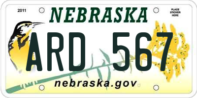NE license plate ARD567