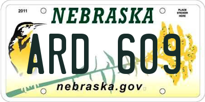 NE license plate ARD609