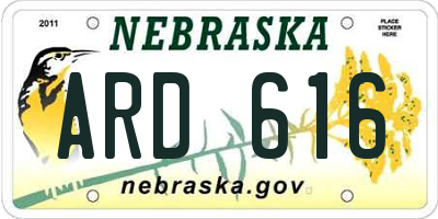 NE license plate ARD616