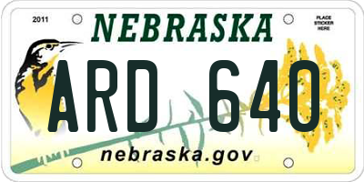 NE license plate ARD640