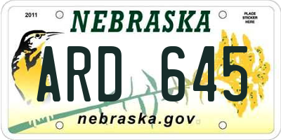 NE license plate ARD645