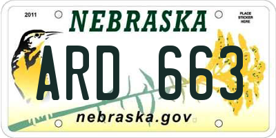 NE license plate ARD663