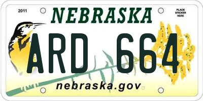NE license plate ARD664