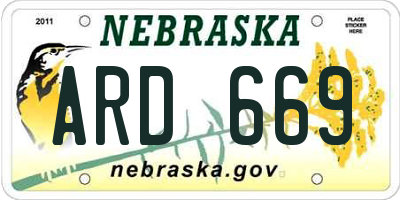 NE license plate ARD669
