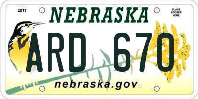 NE license plate ARD670