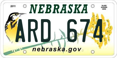 NE license plate ARD674