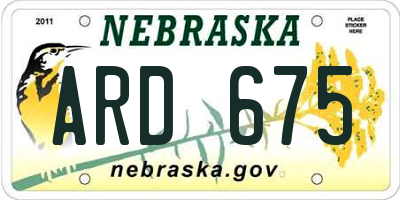 NE license plate ARD675