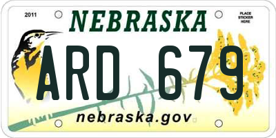 NE license plate ARD679