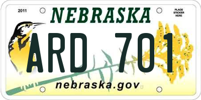 NE license plate ARD701