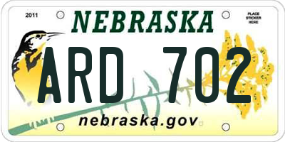 NE license plate ARD702