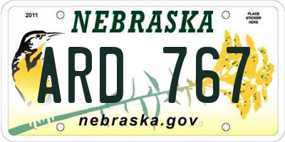 NE license plate ARD767