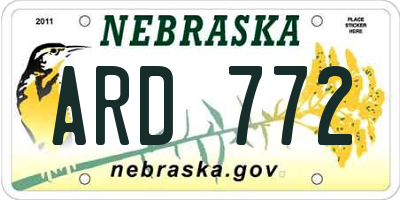NE license plate ARD772