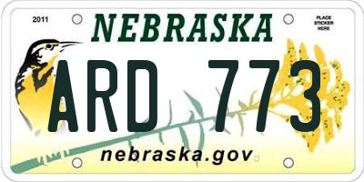 NE license plate ARD773