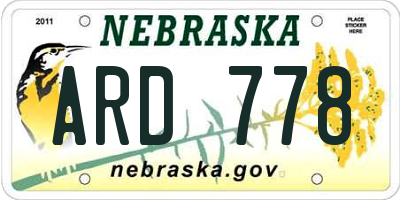 NE license plate ARD778