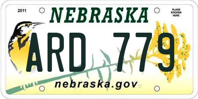 NE license plate ARD779