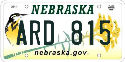 NE license plate ARD815