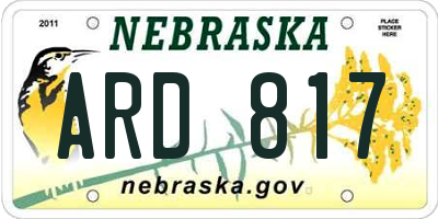 NE license plate ARD817