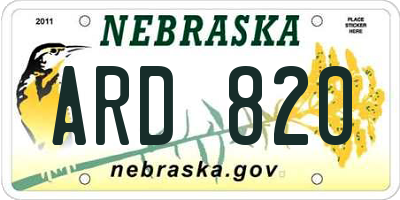 NE license plate ARD820