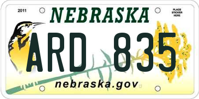 NE license plate ARD835