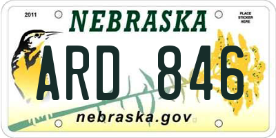 NE license plate ARD846
