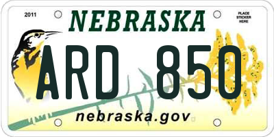 NE license plate ARD850