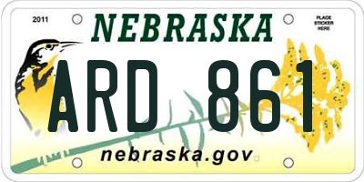 NE license plate ARD861