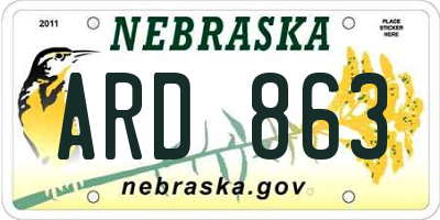 NE license plate ARD863