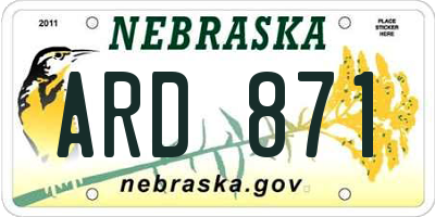 NE license plate ARD871