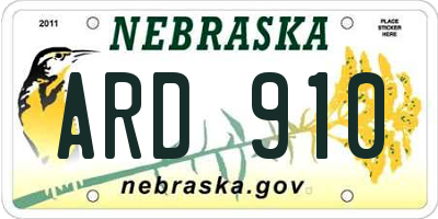 NE license plate ARD910
