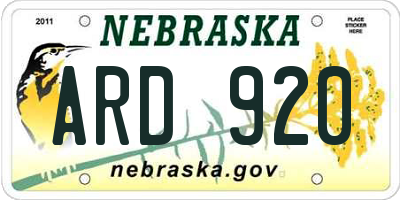 NE license plate ARD920